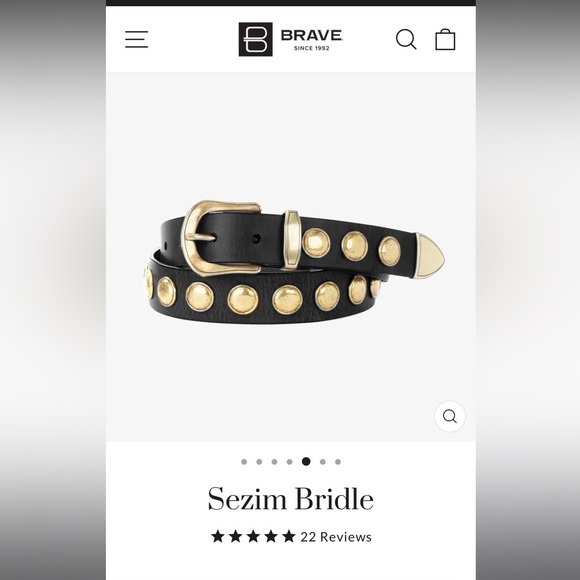 Brave Black Leather Belt with Gold Studs - Picture 8 of 8